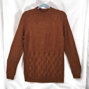 Simply Vera Vera Wang Sweater Women Medium Brown Cable Knit Long Sleeve Pullover